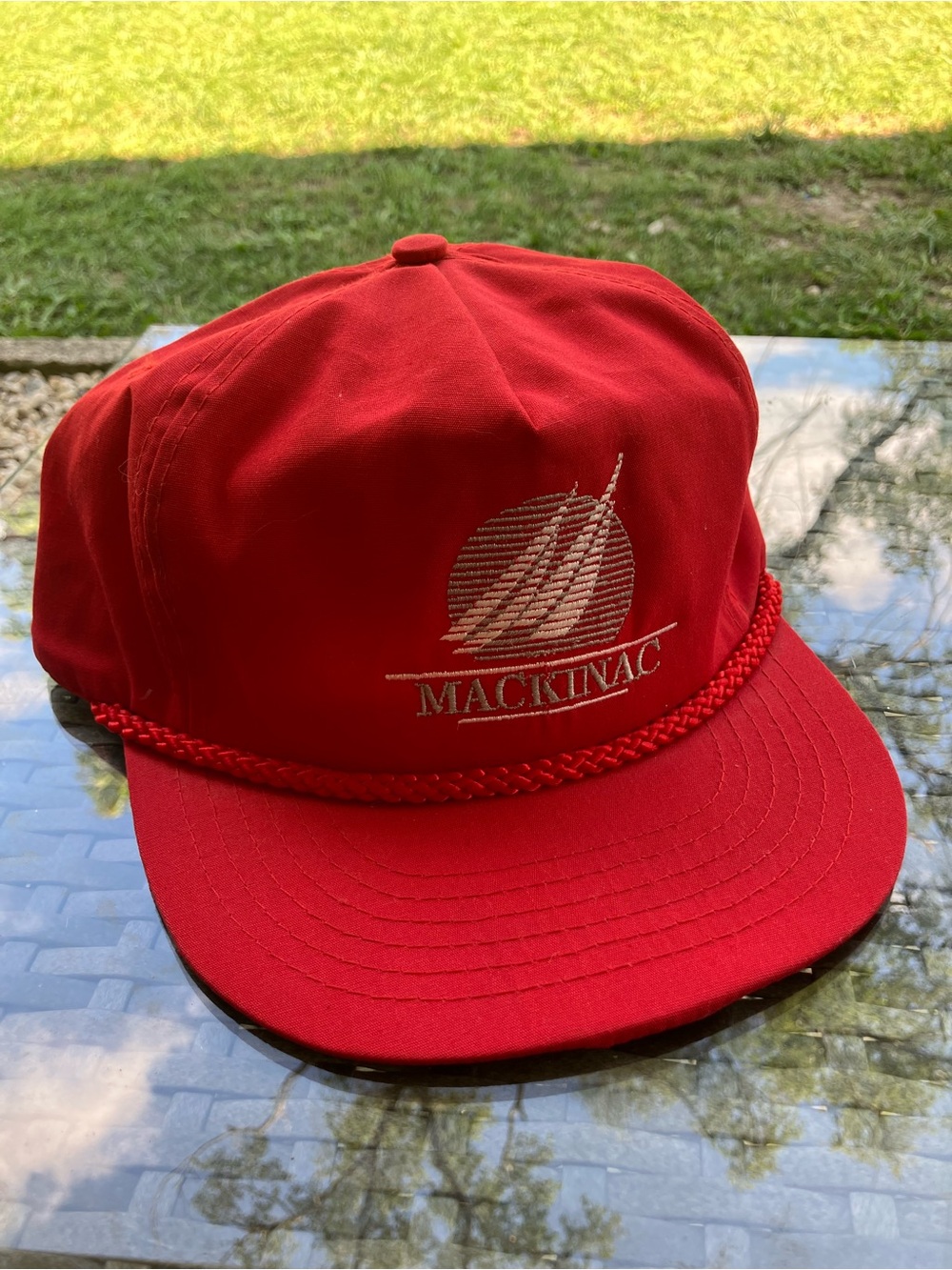 Vintage Mackinac Red Rope-Trim Hat